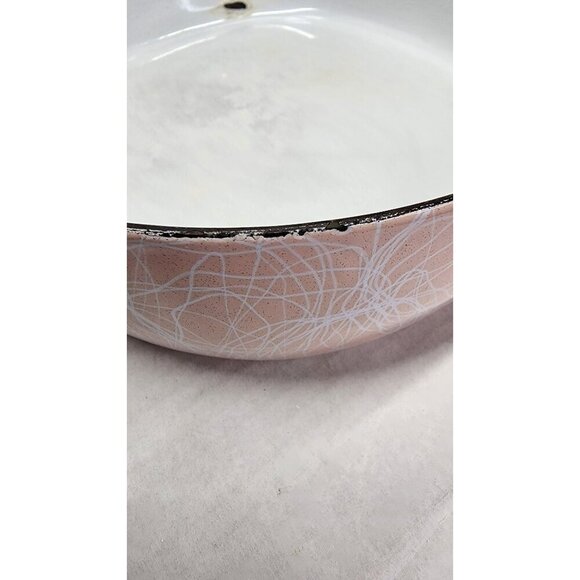 1950's Vintage Serendipity Spaghetti String Pink & Black Abstract Enamel Skillet - Picture 14 of 16
